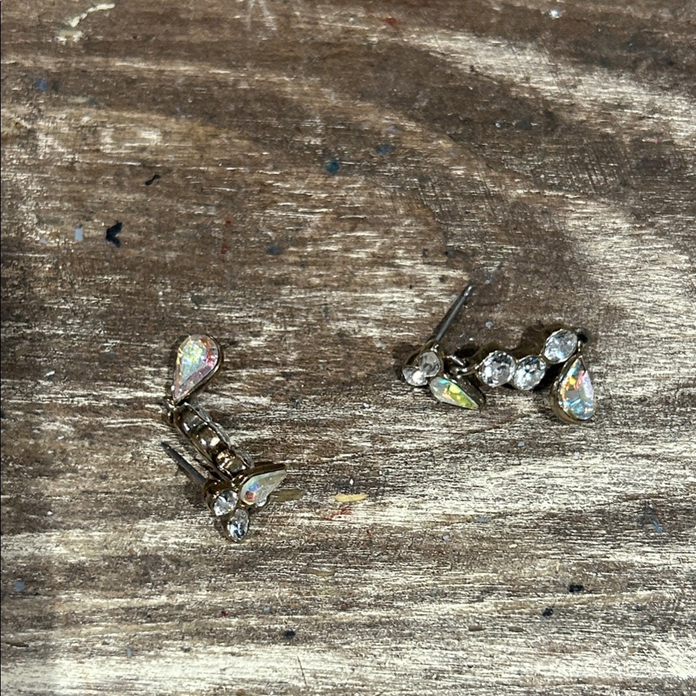 Gold and Silver Crystal Earrings - Picture 3 of 4